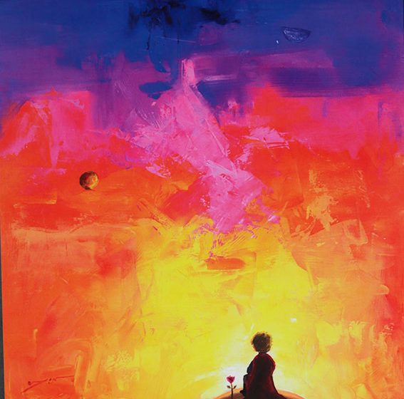 Óscar Pinto Pineda, “Atardecer”, ilustraciones del libro “El Principito” (Cortesía del autor) Cómo se inventó el astronauta